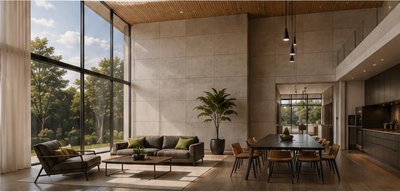 Warm contemporary BDC interior